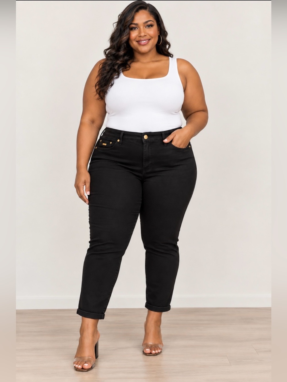 Nine West Plus Size Black Ankle Crop Jeans